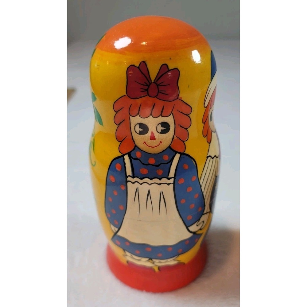 Russian Nesting Dolls Raggedy Ann & Andy set of 5 Mint Condition 8" Tallest
